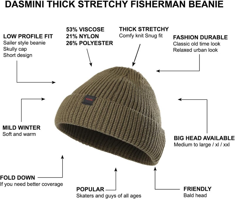 DASMINI Fisherman Beanie Hats for Men Women,Knit Trawler Skull Cap,Watch Cap,Spring Fall Winter Warm Short Hats - Image 4
